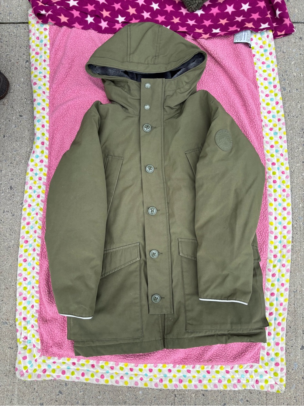 GAP Olive Down Green Hooded Puffer Coat